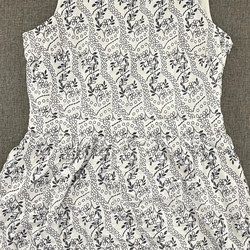 LOFT Dress Floral Lined Sleeveless Square Neck Viscose Zipper Cutout Back Blue &